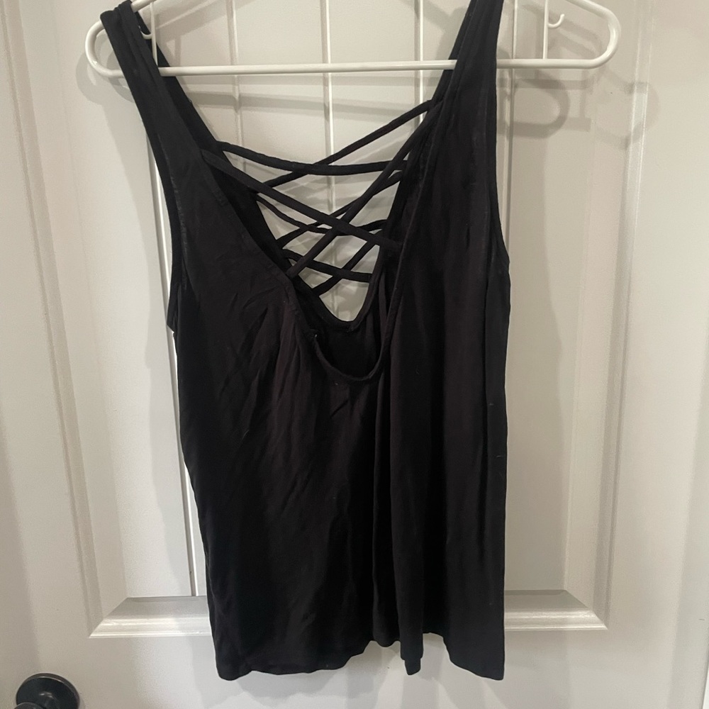 H&M black tank top women’s size small cross top